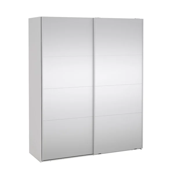 Catania Schiebetürenschrank 2 Türen mit Spiegel 180x220cm weiß.