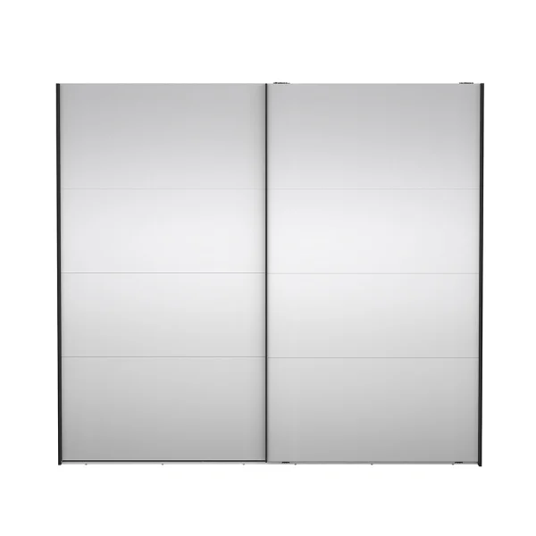 Catania Schiebetürenschrank 2 Türen mit Spiegel 245x220cm matt schwarz.