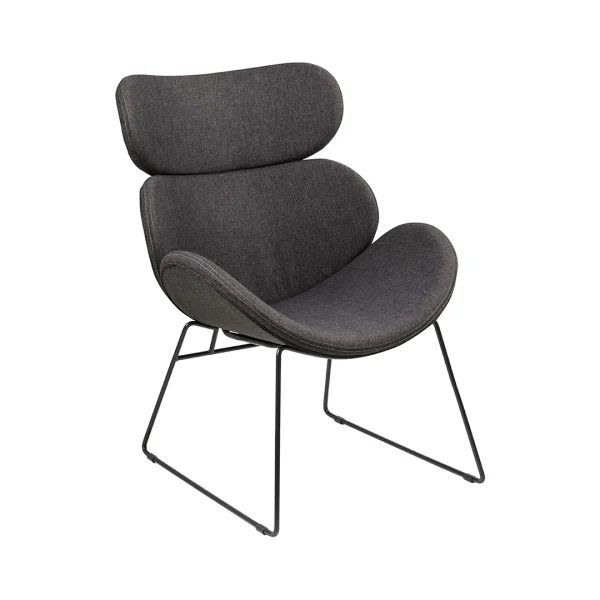 Cazy Sessel in grau mit schwarzen Gestell.