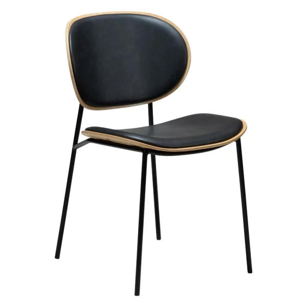 Clementina Esszimmerstuhl Furnier Eiche, PU-Kunstleder schwarz.