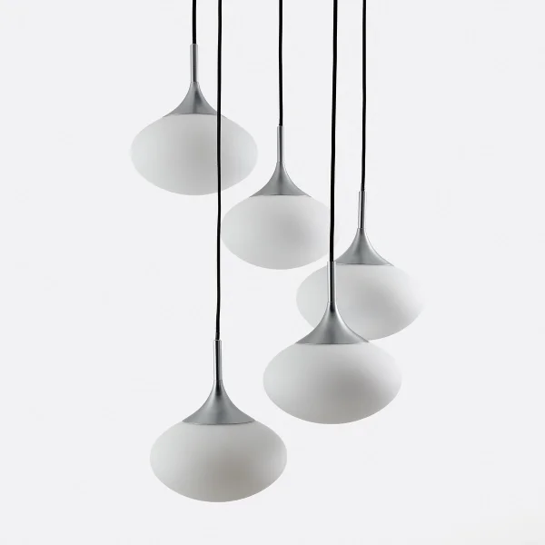 Cluster-pendelleuchte Merisa Aus Metall Eisen Und Opalin
