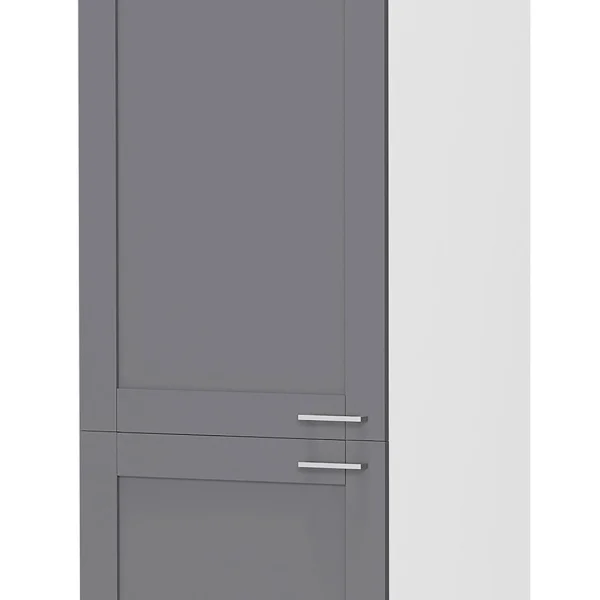 Colura Küchenhochschrank 60 cm 3 Türen anthrazit grau, weiß.
