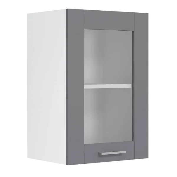 Colura Küchenoberschrank 40 cm 1 Glasstür anthrazit grau, weiß.