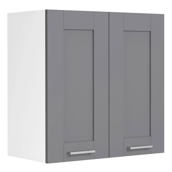 Colura Küchenoberschrank 60 cm 2 Türen anthrazit grau, weiß.