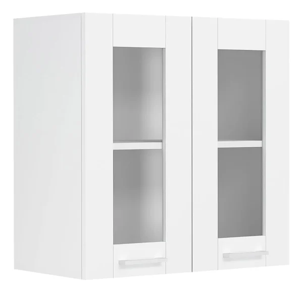 Colura Küchenoberschrank 80 cm 2 Glasstüren weiß.