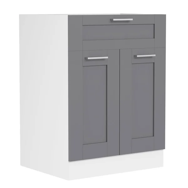 Colura Küchenunterschrank 60 cm 2 Türen, 1 Schublade anthrazit grau, weiß.
