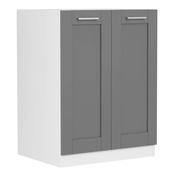 Colura Küchenunterschrank 60 cm 2 Türen anthrazit grau, weiß.