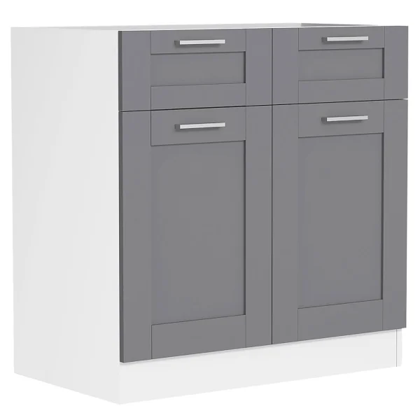 Colura Küchenunterschrank 80 cm 2 Türen, 1 Schublade anthrazit grau, weiß.