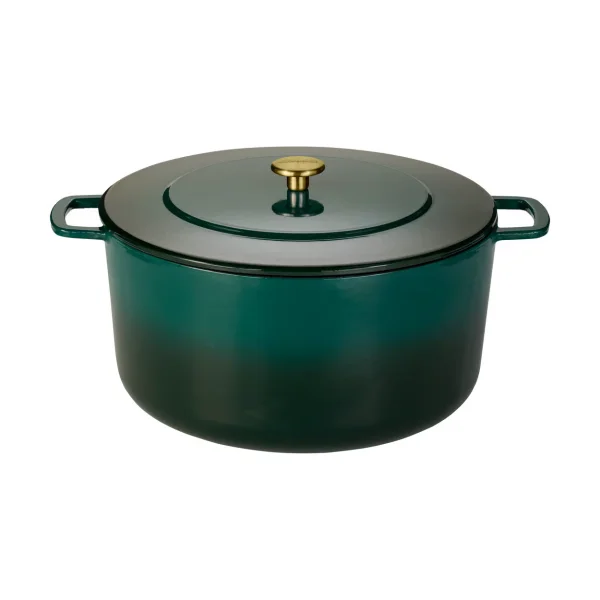 Combekk Combekk Emaillierter Gusseisentopf Ø32 cm Holly Green-gold knob