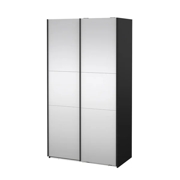 Como Schiebetürenschrank 2 Türen mit Spiegel 120x220cm matt schwarz.