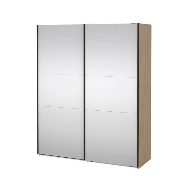 Como Schiebetürenschrank 2 Türen mit Spiegel 180x220cm Eiche Dekor.