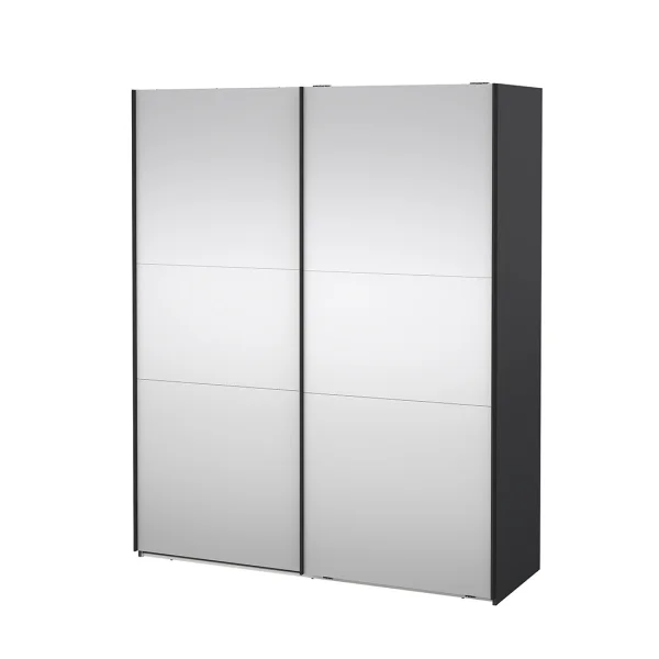 Como Schiebetürenschrank 2 Türen mit Spiegel 180x220cm matt grau.