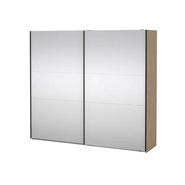 Como Schiebetürenschrank 2 Türen mit Spiegel 245x220cm Eiche Dekor.