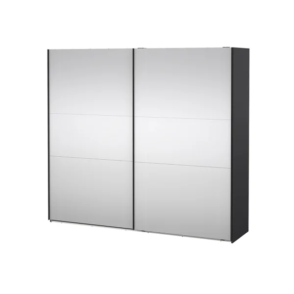 Como Schiebetürenschrank 2 Türen mit Spiegel 245x220cm matt grau.
