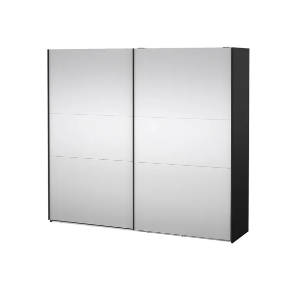 Como Schiebetürenschrank 2 Türen mit Spiegel 245x220cm matt schwarz.