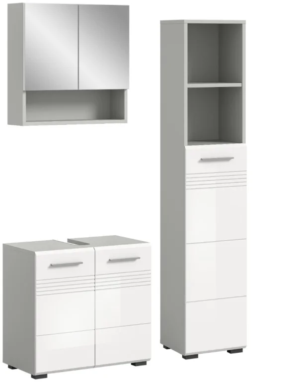 Copa Badmöbelset C11 Weiß hochglanz, hellgrau.
