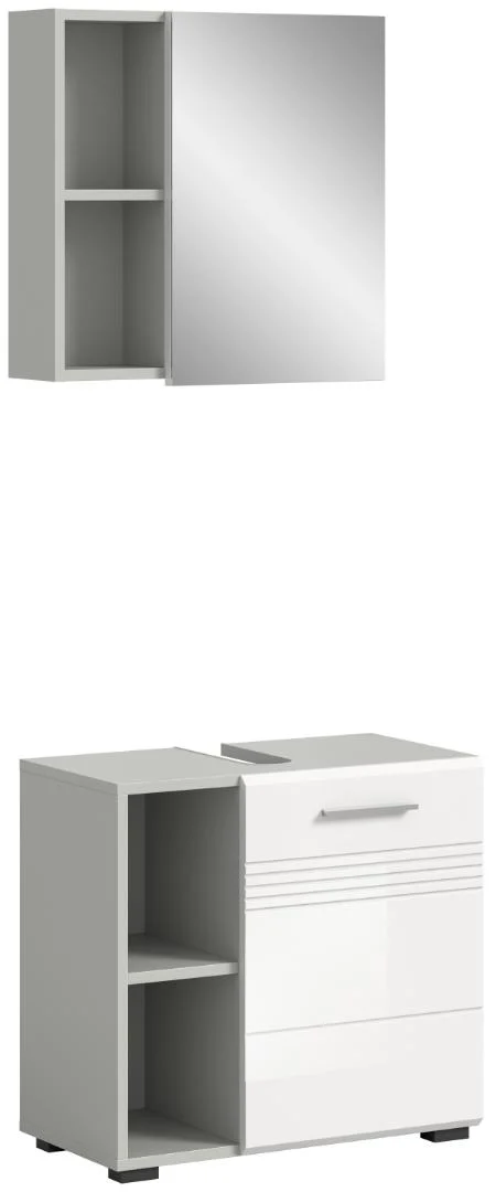 Copa Badmöbelset C2 Weiß hochglanz, hellgrau.