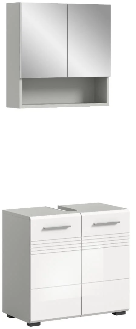 Copa Badmöbelset C3 Weiß hochglanz, hellgrau.