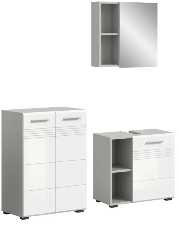 Copa Badmöbelset C5 Weiß hochglanz, hellgrau.