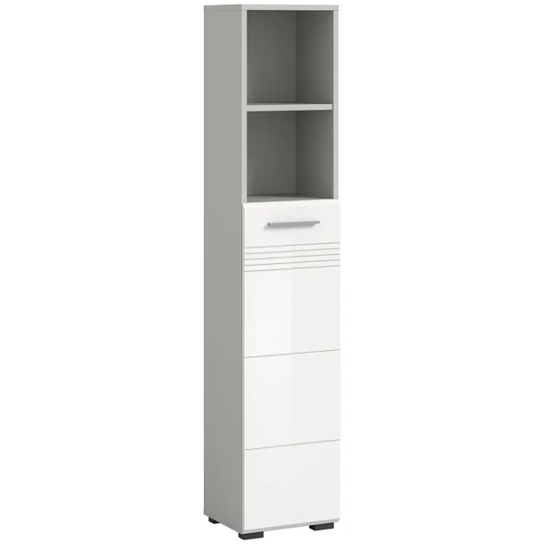 Copa Hochschrank Bad 1 Tür 2 Fächer weiß Hochglanz.