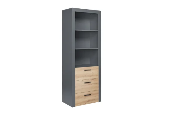 Corbeto Regal 3 Schubladen, 3 offene Fächer anthrazit, eiche Artisan Dekor.