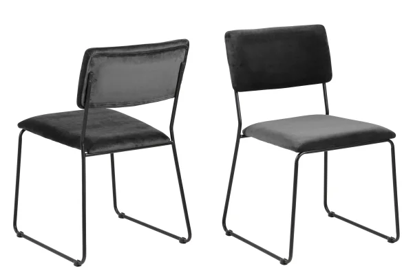 Corcica Esszimmerstuhl dunkelgrau, Metall schwarz.