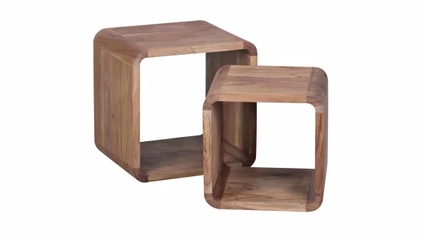 Couchtisch 2er-Set Akazie lackiert massiv 43 x 36 cm - BINA