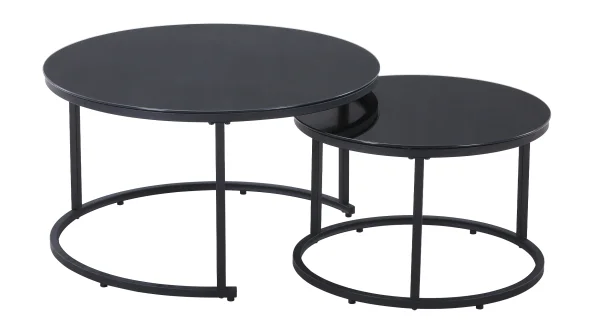 Couchtisch 2er-Set Glasplatte schwarz - 80 cm - 60 cm - ROBERTO