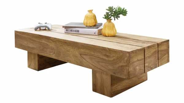 Couchtisch Akazie lackiert massiv 120 x 30 cm - CUBESO