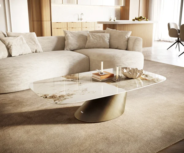 Couchtisch Edge Boot 140x80 cm Keramik Minas Melange Conis Metallic Gold