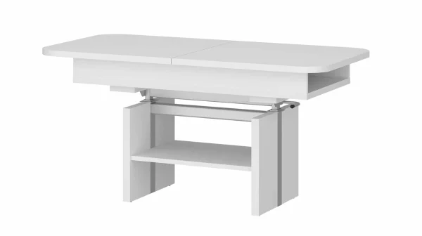 Couchtisch höhenverstellbar weiß 110 cm - ausziehbar - CORTADO