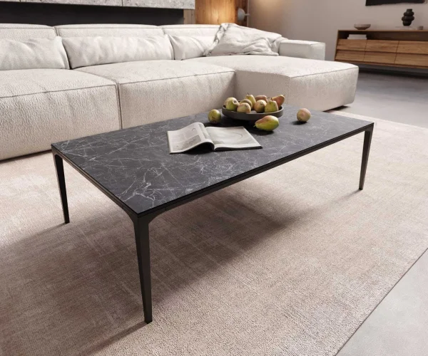 Couchtisch Levente 110x60 cm Keramik Laminam®Nero Greco Anthrazit Gestell Metall Schwarz