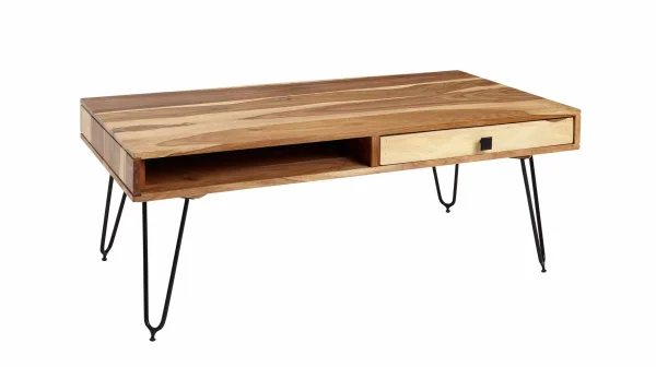 Couchtisch mit Schublade Akazie massiv lackiert 115 x 60 cm - BLOMMA