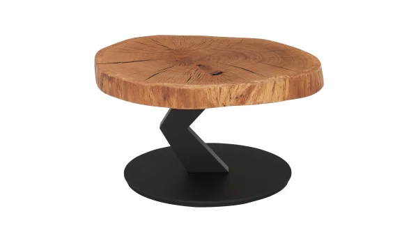 Couchtisch rund Baumscheibe Eiche massiv 75 x 75 cm - BILOXI