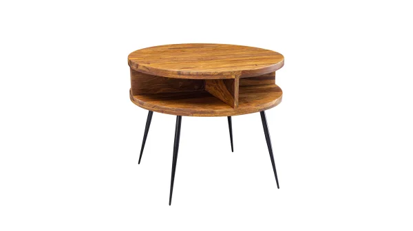 Couchtisch rund Sheesham massiv gebeizt 60 x 60 cm - YORICK