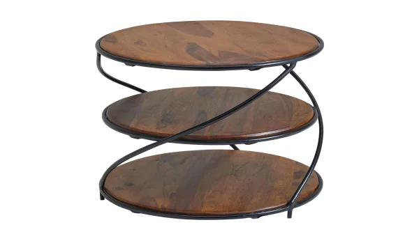Couchtisch rund Sheesham massiv lackiert 58 x 41 cm - RUNDA