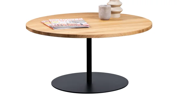 Couchtisch rund Wildeiche massiv geölt 80 x 80 cm - LANDARO