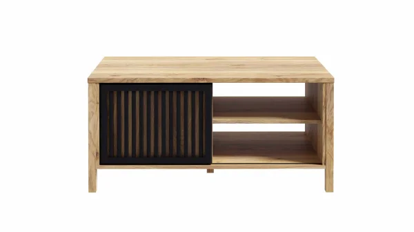 Couchtisch - Schiebetür - Eiche - schwarz - 106 cm - JYTANA