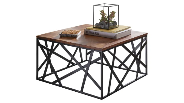 Couchtisch Sheesham massiv gebeizt 60 x 60 cm - BERGAL