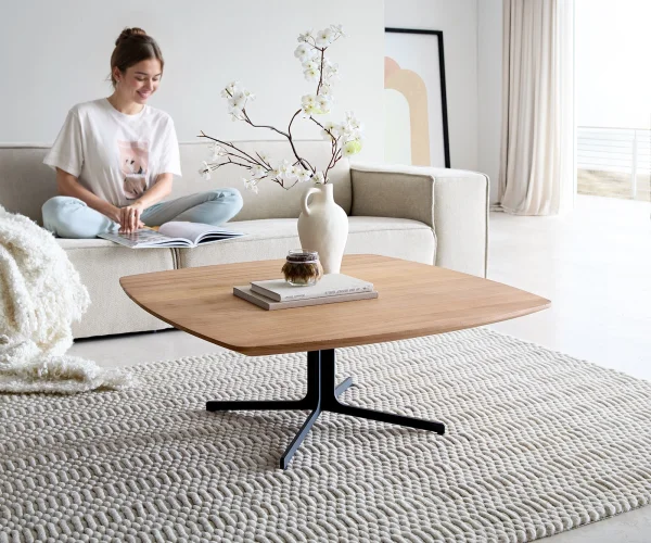 Couchtisch Talita 90x90 cm Ulme Natur Metall Effektfinish Titan