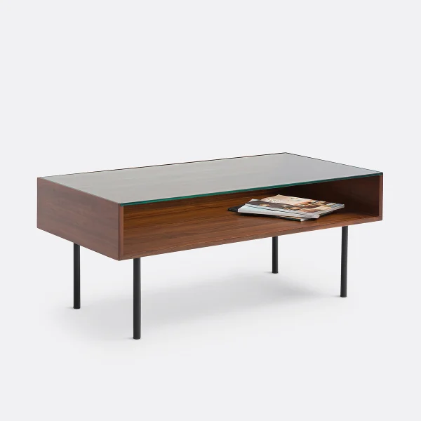 Couchtisch Watford, Glas Und Nussbaumfurnier