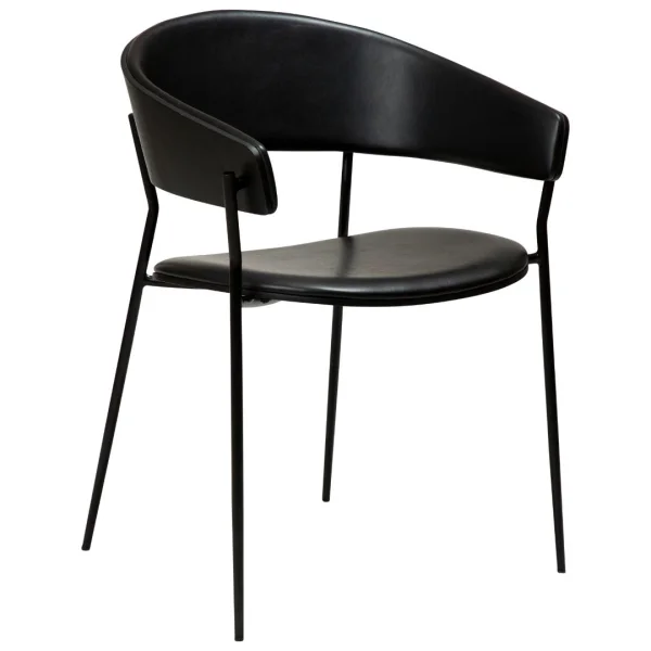 Crib Dan-Form Esszimmerstuhl mit Armlehnen Furnier Esche, PU-Kunstleder schwarz.