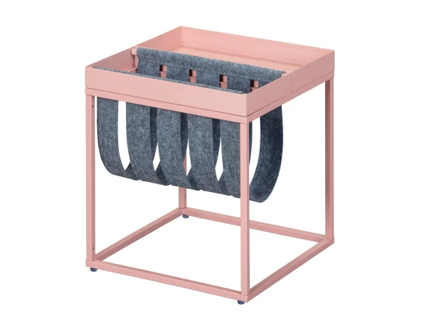 Cute Couchtisch mit Magazinhalter grau und rosa.