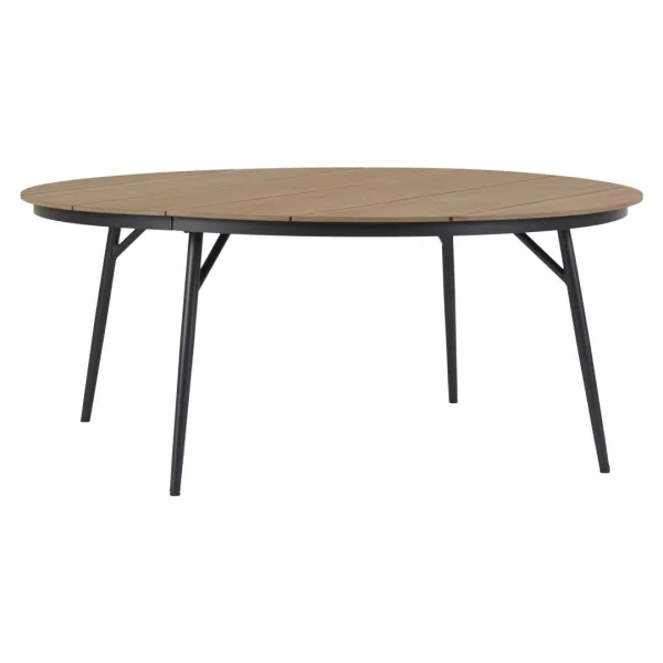 Dan Gartentisch Ø178cm schwarz,Teak dekor.