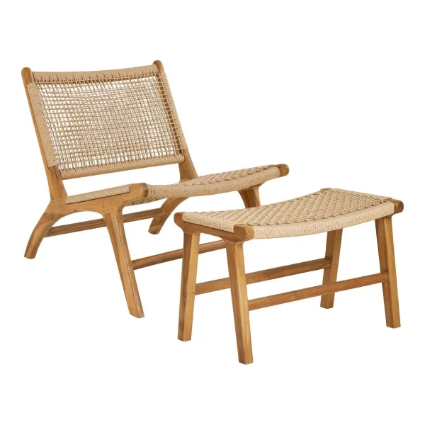 Derby Sessel mit Fußhocker Teak.