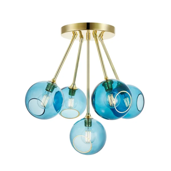 DESIGN BY US - Ballroom Molecule Pendellampe blau, 5-flammig
