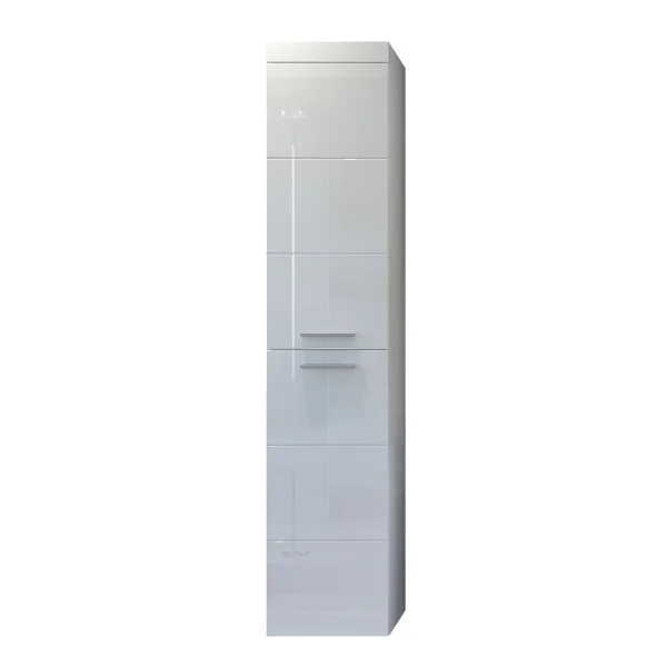Devon Bad Hochschrank 2 Türen weiß, weiß Hochglanz.