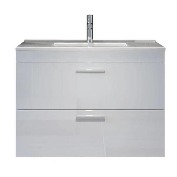 Devon unterschrank mit Waschbecken 2 Schubladen weiß, weiß Hochglanz.