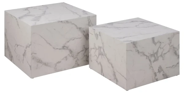Dice Couchtisch Marmor 2 Stück Dekor weiss.