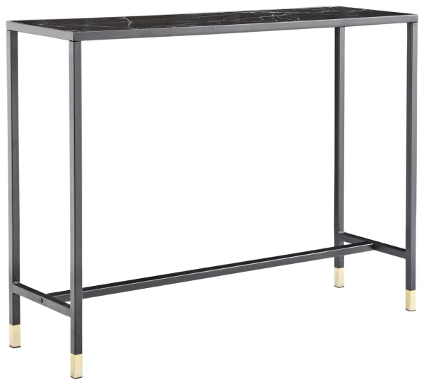 Dipp Konsolentisch 30x100 cm Glas schwarz Marmor dekor.